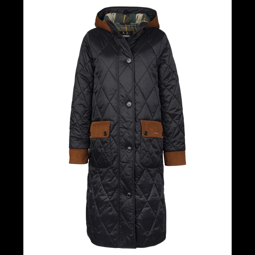 Barbour Mickley Quilted Jacket Black/Ancient Brown Corduroy Size 1X - NWT - Picture 11 of 11